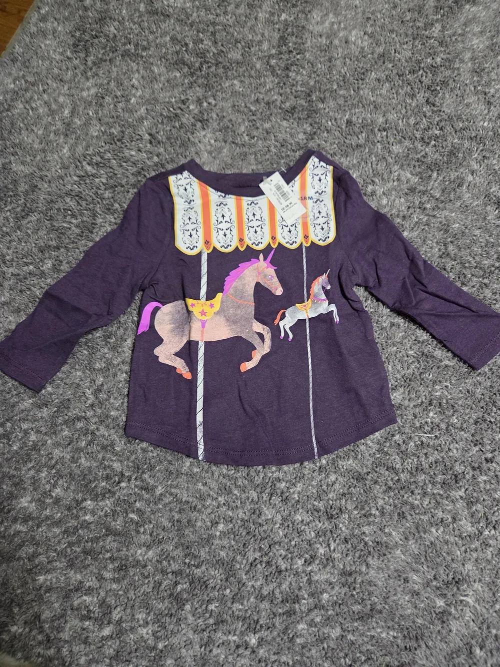 Old Navy Purple Carousel Horse Long-Sleeve Tee with Bright Accents